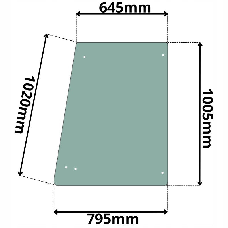 SZYBA LEWA PRAWA BOCZNA GÓRNA DRZWI CASE FERMEC MASSEY FERGUSON TEREX (0003)