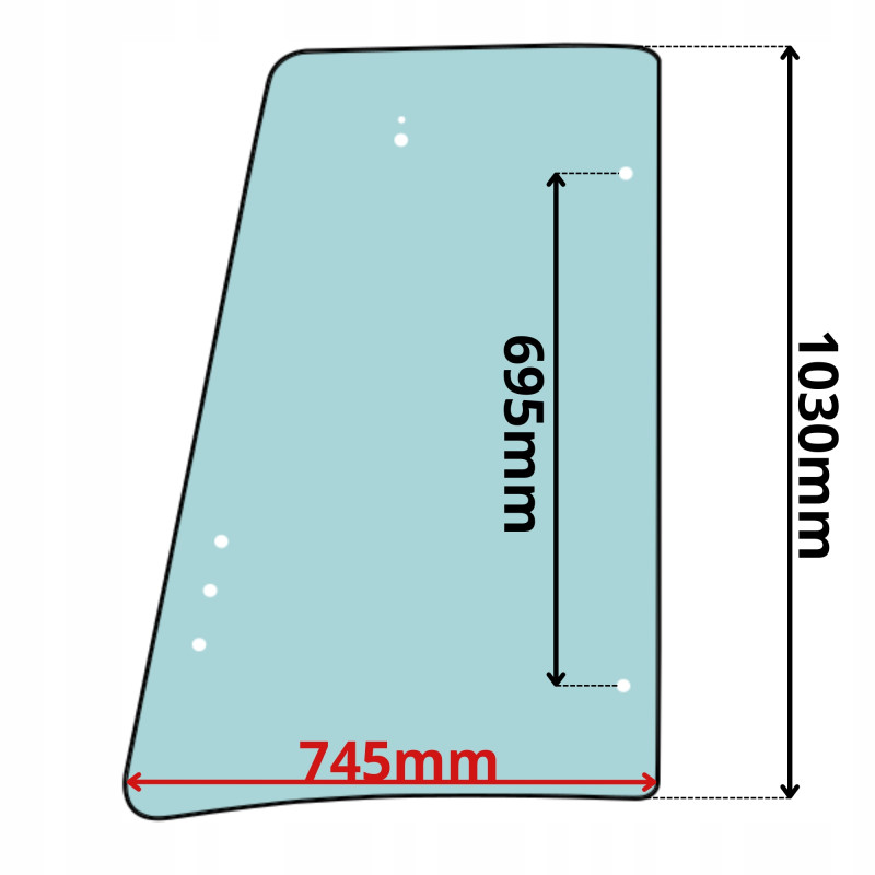 SZYBA BOCZNA ZA DRZWIAMI PRAWA JCB 3CX 4CX 5CX P21 (0551)