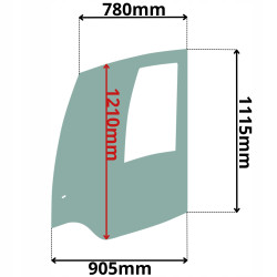 SZYBA BOCZNA W DRZWI ATLAS TEREX Z OKIENKIEM (G-0426)