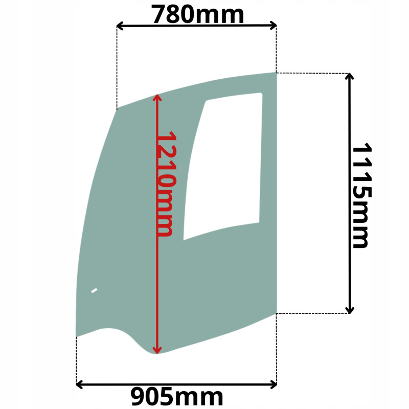 SZYBA BOCZNA W DRZWI ATLAS TEREX Z OKIENKIEM (G-0426)