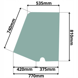 SZYBA DRZWI GÓRNA LEWA JCB (G-0025)