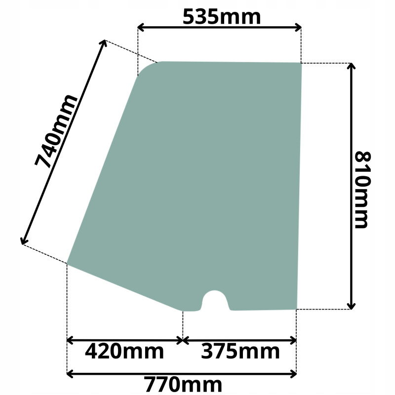 SZYBA DRZWI GÓRNA LEWA JCB (G-0025)