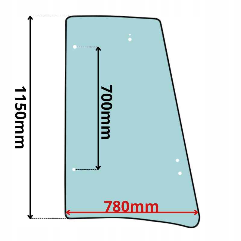 SZYBA BOCZNA ZA DRZWIAMI LEWA JCB - KABINA P21 (0552)