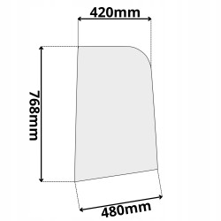 SZYBA BOCZNA LEWA ZA DRZWIAMI KUBOTA (G-0080)
