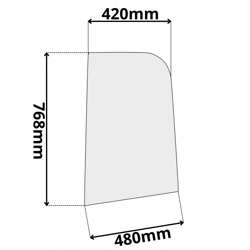 SZYBA BOCZNA LEWA ZA DRZWIAMI KUBOTA (G-0080)