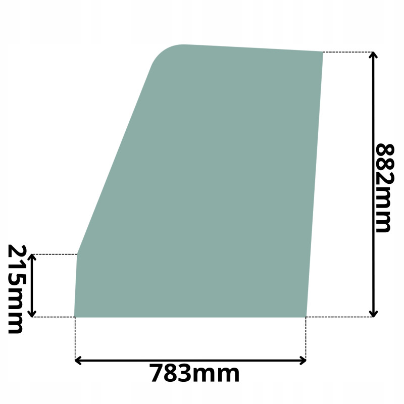 SZYBA LEWA BOCZNA GÓRNA DRZWI JCB 520 526 528 530 (G-0413)