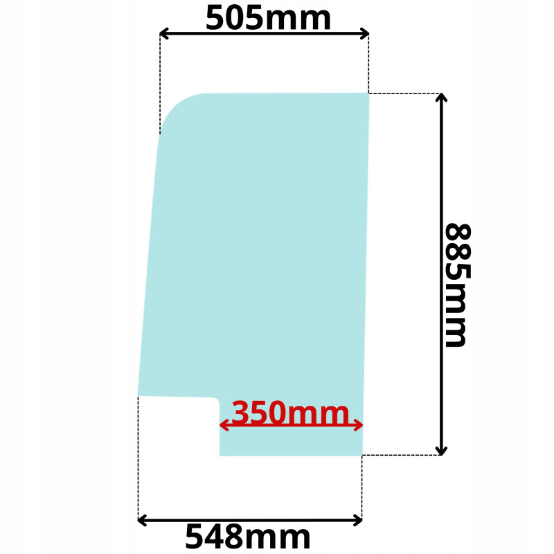 SZYBA DRZWI LEWA GÓRNA CAT (G-0129)