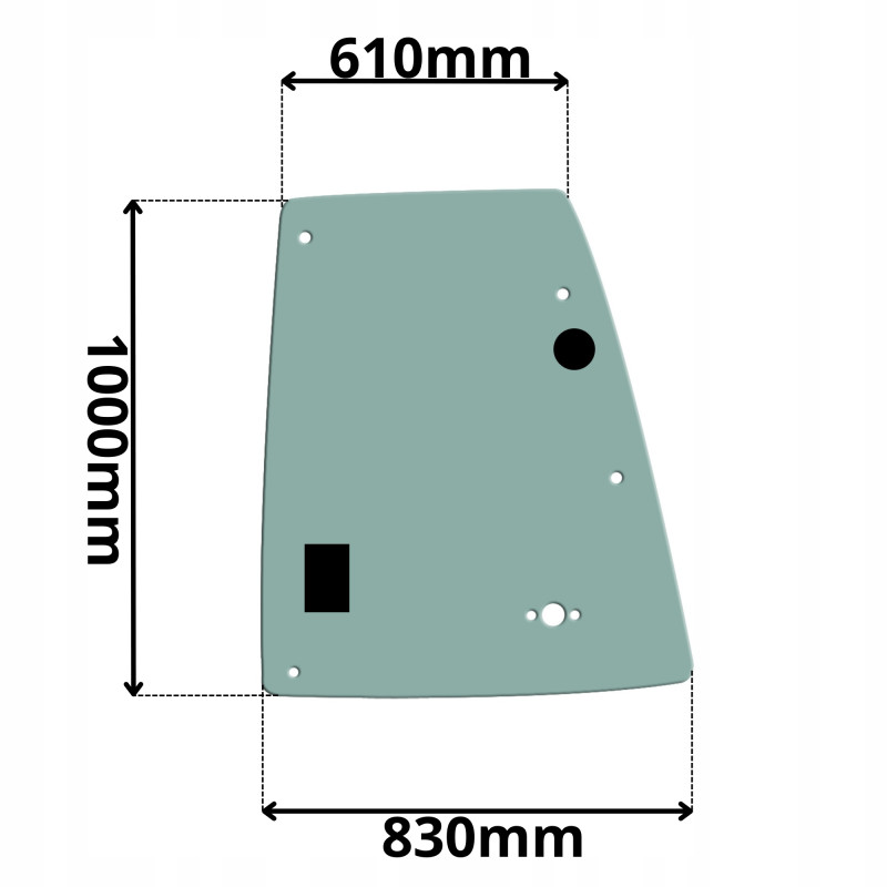 SZYBA LEWA BOCZNA GÓRNA ZA DRZWIAMI CAT (K-0561)