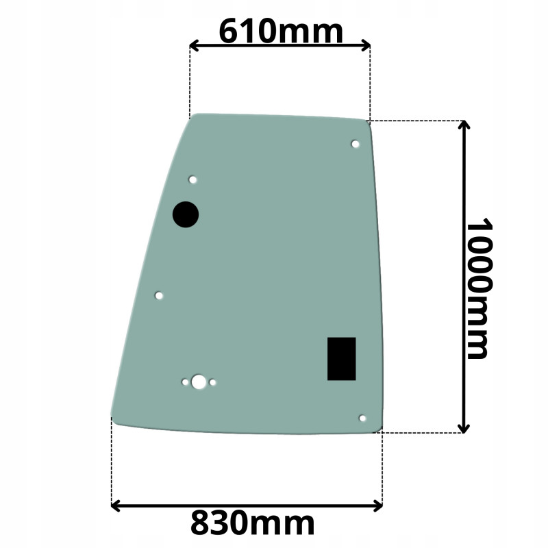 SZYBA PRAWA BOCZNA GÓRNA ZA DRZWIAMI CAT (K-0562)