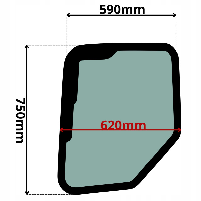 SZYBA LEWA GÓRNA DRZWI KOMATSU (K-0250)