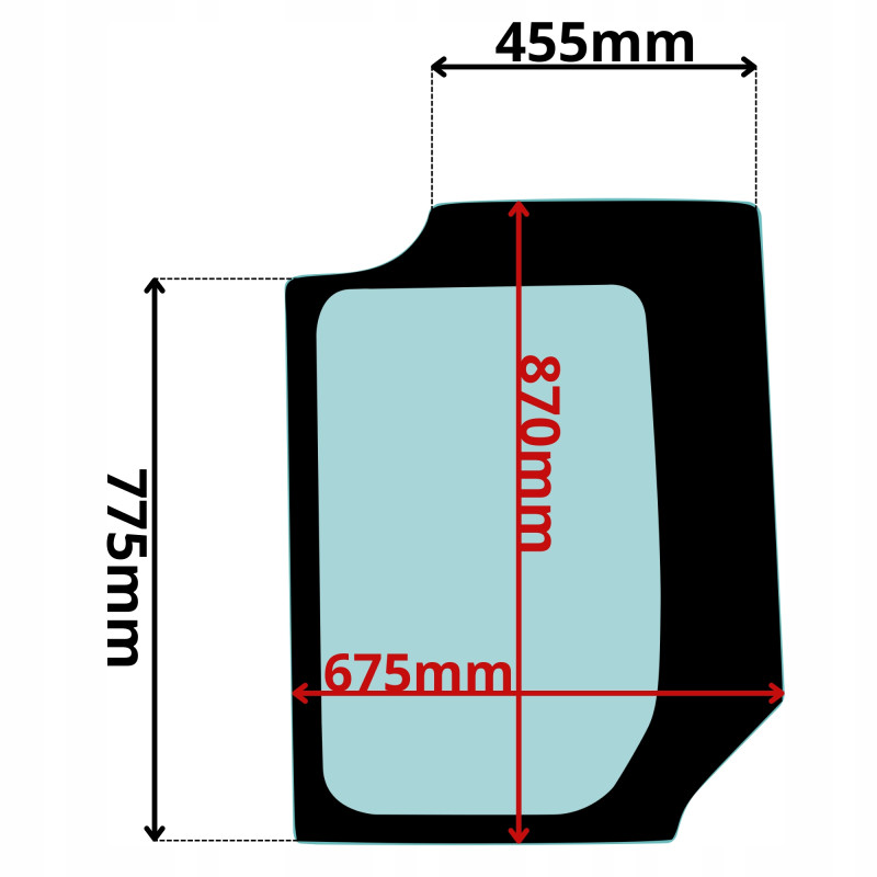 SZYBA LEWA TYLNA ZA DRZWIAMI KOMATSU (K-0487)
