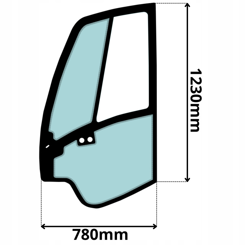SZYBA LEWA DRZWI JCB WERSJA Z OKIENKIEM (0601)-SITODRUK