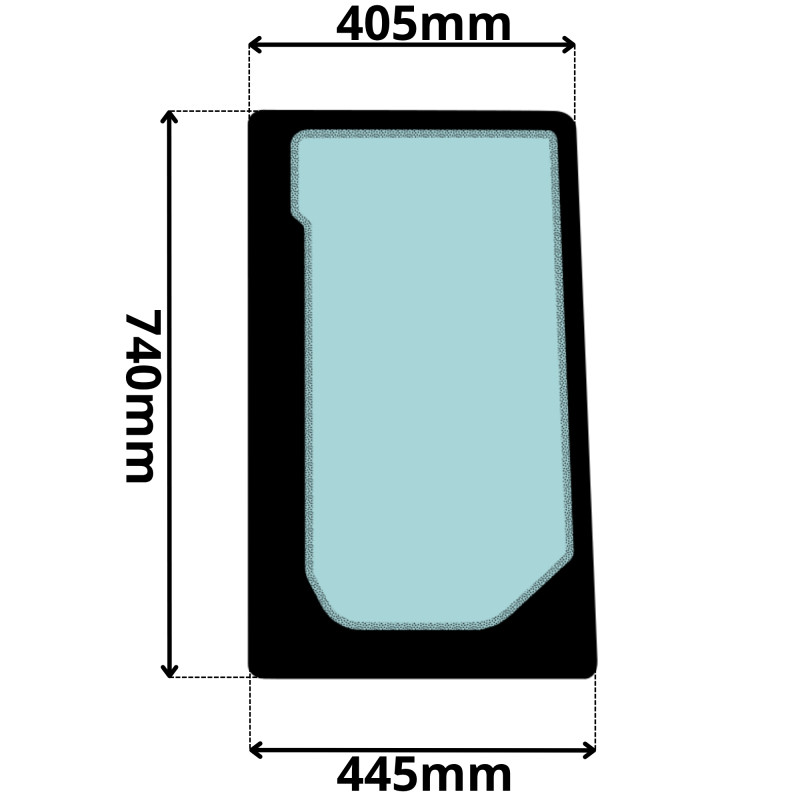 SZYBA PRZEDNIA DOLNA LEWA TEREX MECALAC (K-0116)-SITODRUK