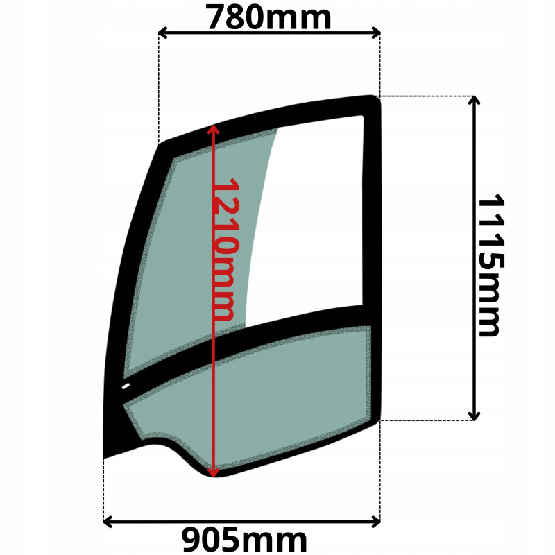 SZYBA LEWA DRZWI ATLAS TEREX WERSJA Z OKIENKIEM (G-0426)-SITODRUK