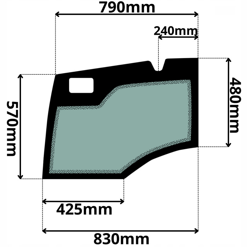 SZYBA LEWA DRZWI DOLNA WACKER NEUSON WEIDEMANN (K-0275)-SITODRUK