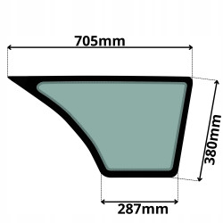 SZYBA PRAWA DRZWI DOLNA JCB 3CX (5001)-SITODRUK