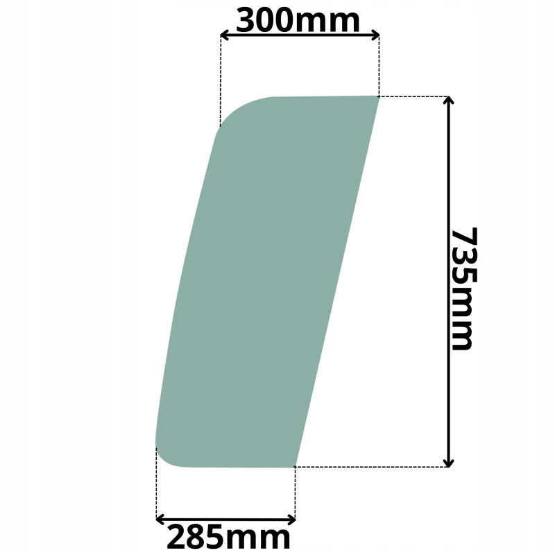 SZYBA LEWA DRZWI GÓRNA PRZEDNIA BOBCAT DOOSAN YANMAR (K-0010)