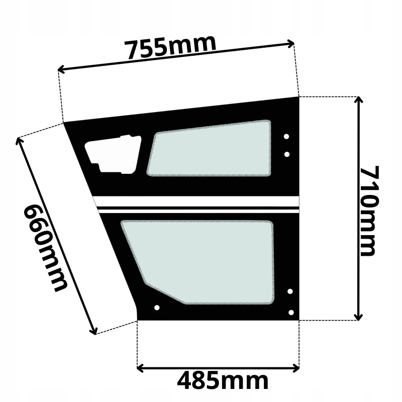 SZYBA LEWA DRZWI DOLNA MERLO (G-0257)-SITODRUK