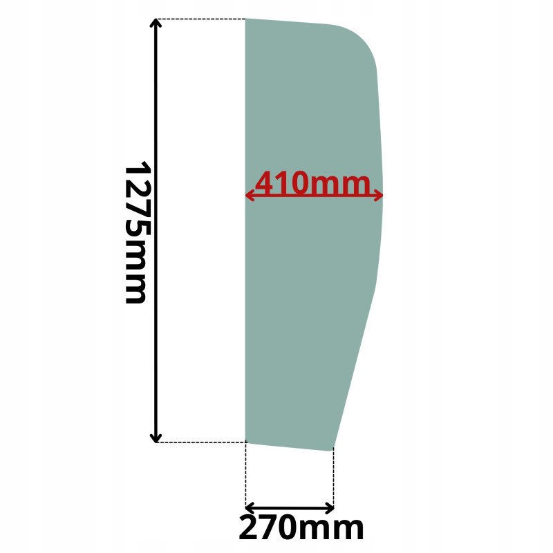 SZYBA BOCZNA LEWA ZA DRZWIAMI KOMATSU (K-0084)