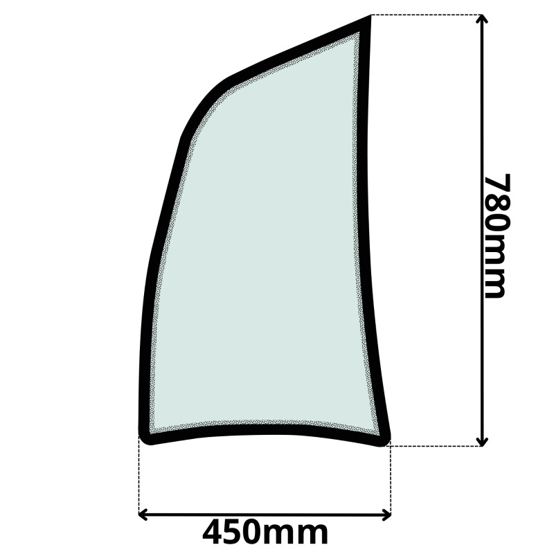 SZYBA LEWA DRZWI GÓRNA PRZEDNIA KRAMER WACKER NEUSON (K-0110)-SITODRUK