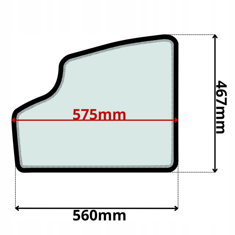 SZYBA LEWA DRZWI DOLNA JCB (K-0113)-SITODRUK