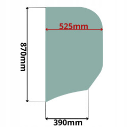 SZYBA BOCZNA LEWA ZA DRZWIAMI BOBCAT DOOSAN YANMAR (K-0173)