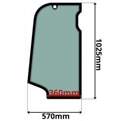 SZYBA LEWA DRZWI GÓRNA KOMATSU (K-0182)-SITODRUK