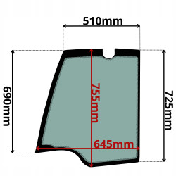 SZYBA LEWA DRZWI GÓRNA JCB (K-0246)-SITODRUK