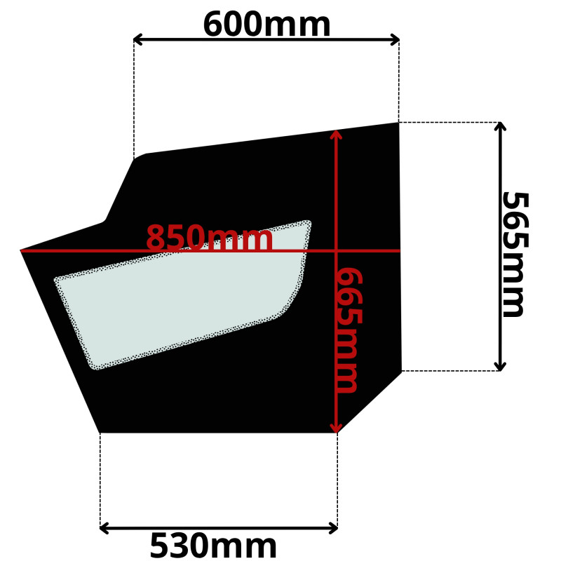 SZYBA LEWA DRZWI DOLNA KRAMER WACKER NEUSON (K-0265)-SITODRUK