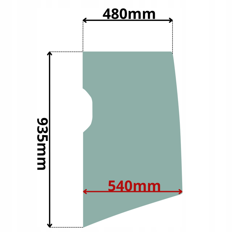 SZYBA BOCZNA LEWA ZA DRZWIAMI KOMATSU PC (K-0495)