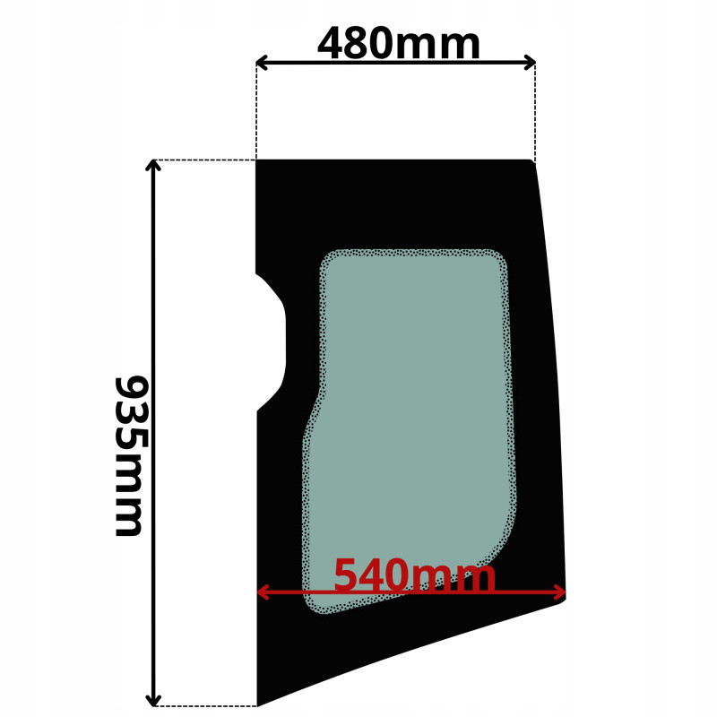 SZYBA BOCZNA LEWA ZA DRZWIAMI KOMATSU PC (K-0495)-SITODRUK