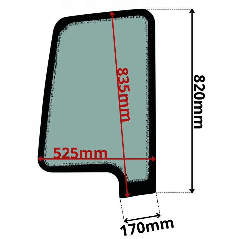 SZYBA LEWA DRZWI GÓRNA KUBOTA (K-0499)-SITODRUK