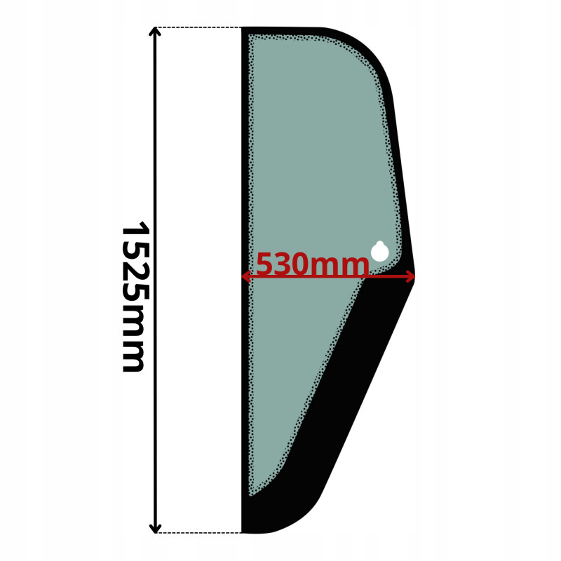 SZYBA BOCZNA LEWA ZA DRZWIAMI CASE NEW HOLLAND (K-0512)-SITODRUK