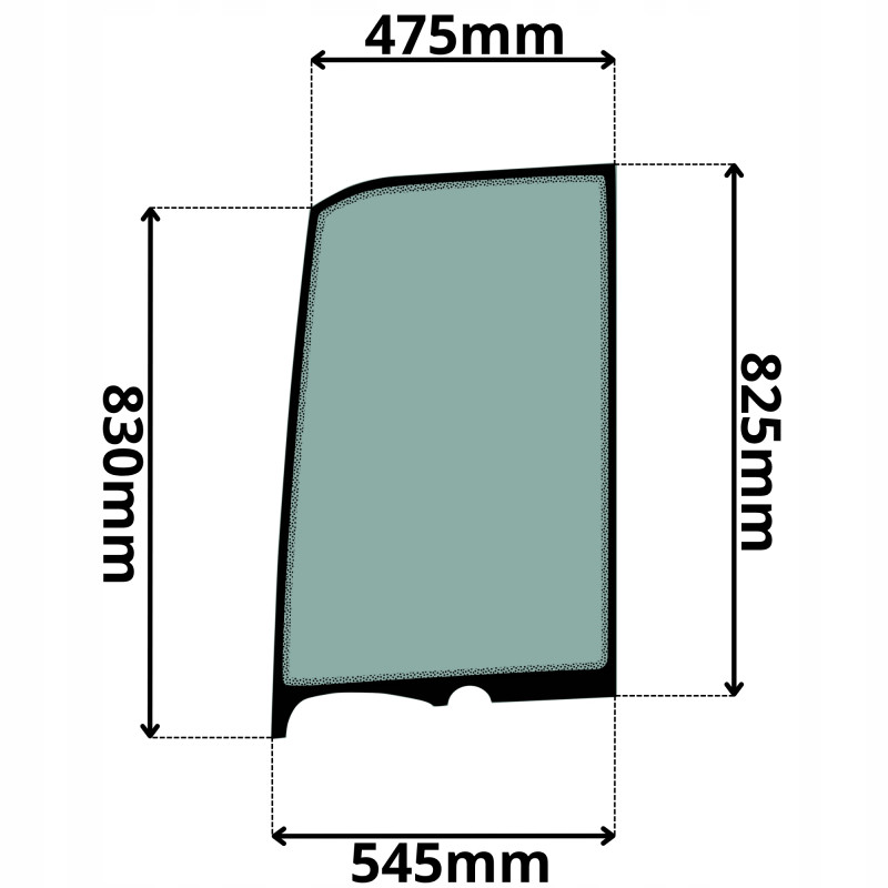 SZYBA LEWA DRZWI GÓRNA BOBCAT DOOSAN (K-0514)-SITODRUK