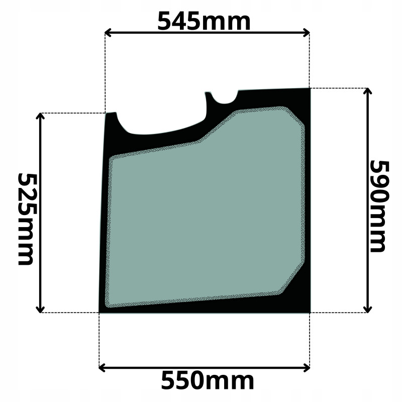 SZYBA LEWA DRZWI DOLNA BOBCAT DOOSAN (K-0515)-SITODRUK