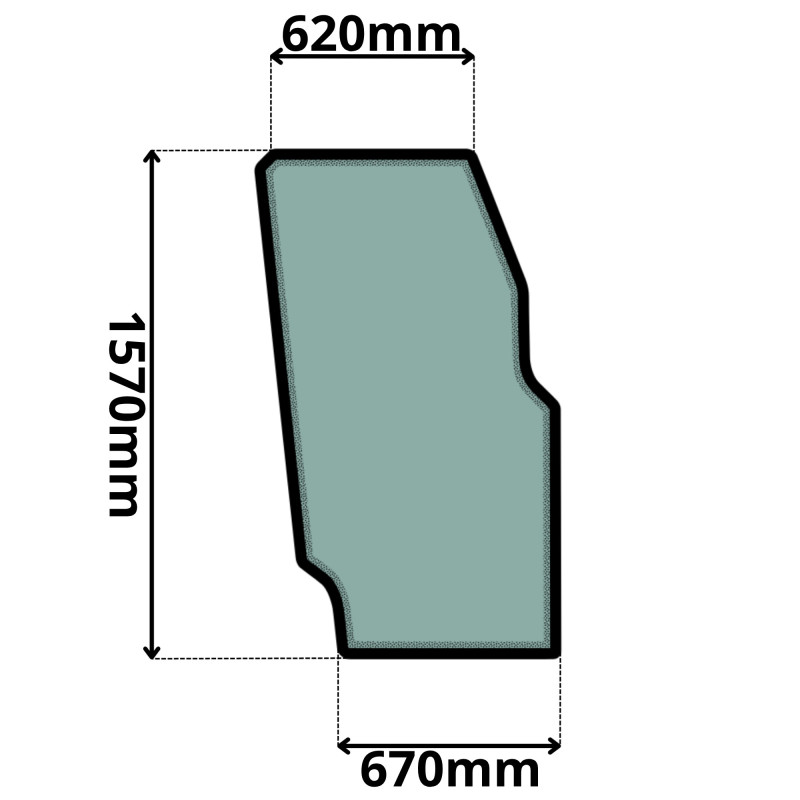 SZYBA LEWA DRZWI CAT, RÓWNIARKA (G-0388)-SITODRUK