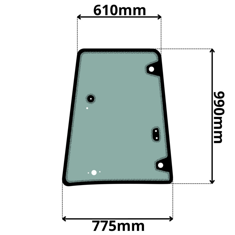 SZYBA PRAWA BOCZNA ZA DRZWIAMI CAT (G-0390)-SITODRUK