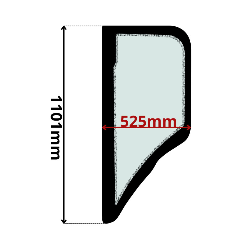 SZYBA LEWA BOK ZA DRZWIAMI CAT (G-0110)-SITODRUK