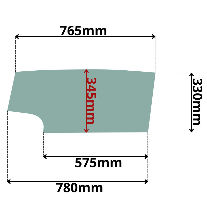 SZYBA LEWA DRZWI DOLNA TEREX, YANMAR (K-0039)