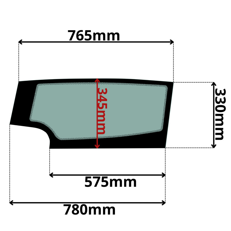 SZYBA LEWA DRZWI DOLNA TEREX, YANMAR (K-0039)-SITODRUK