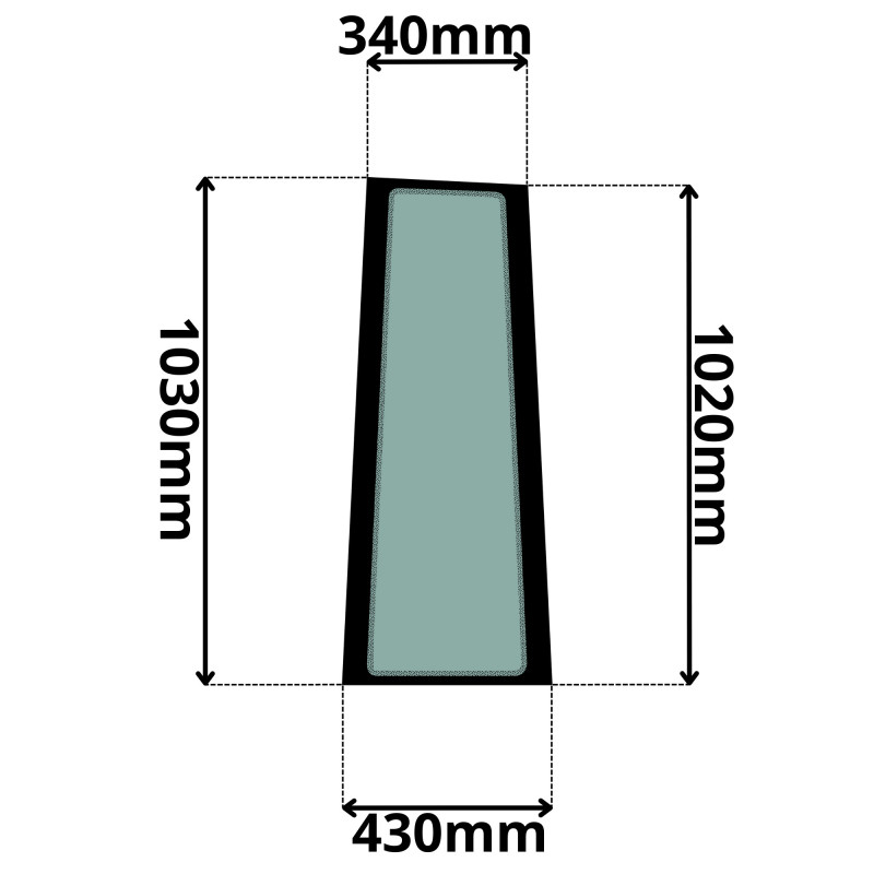 SZYBA LEWA BOCZNA ZA DRZWIAMI CAT (K-0114)-SITODRUK
