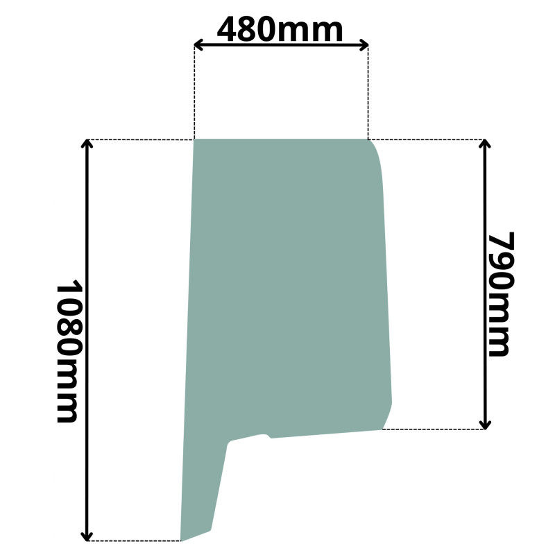 SZYBA BOCZNA LEWA ZA DRZWIAMI BOBCAT, DOOSAN (K-0190)