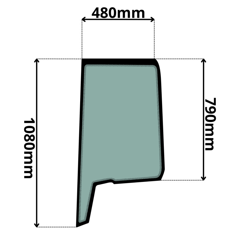 SZYBA BOCZNA LEWA ZA DRZWIAMI BOBCAT, DOOSAN (K-0190)-SITODRUK