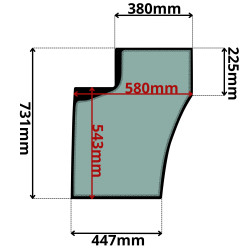 SZYBA LEWA DRZWI DOLNA NEW HOLLAND, TEREX, SCHAEFF, ZEPPELIN, O&K (G-0307)-SITODRUK