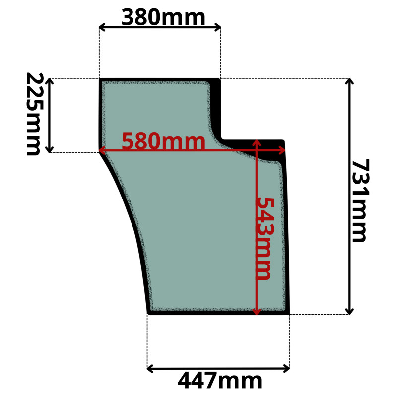 SZYBA PRAWA DRZWI DOLNA NEW HOLLAND, TEREX, SCHAEFF, ZEPPELIN, O&K (G-0307)-SITODRUK