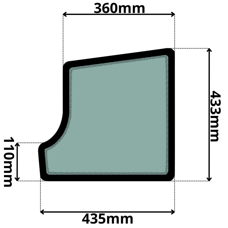 SZYBA LEWA DRZWI DOLNA JCB (G-0353)-SITODRUK