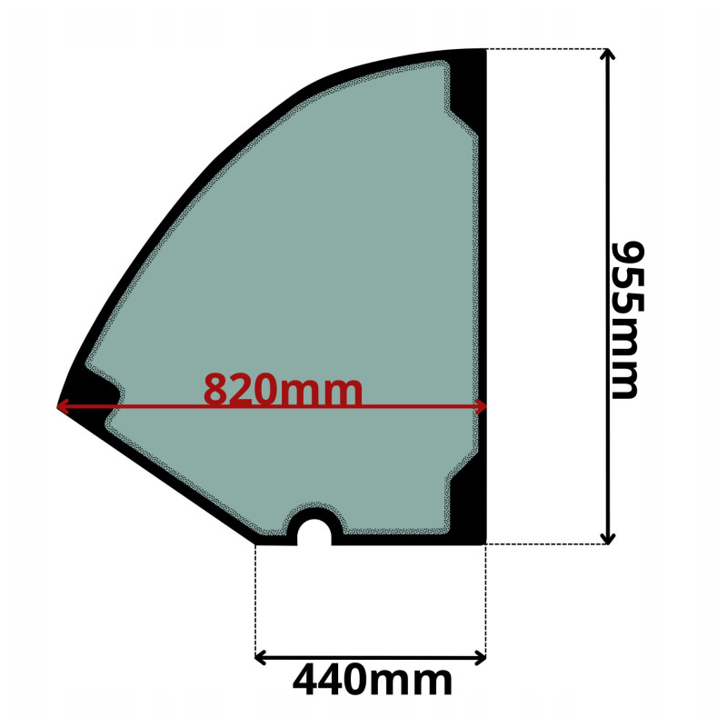 SZYBA LEWA DRZWI GÓRNA TEREX, GENIE (G-0723)-SITODRUK