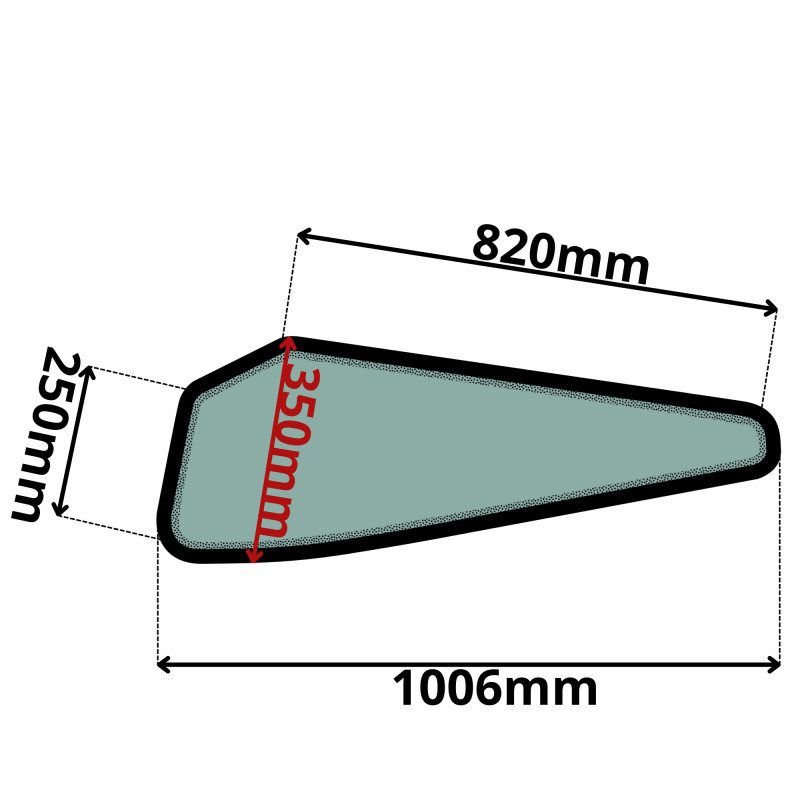SZYBA LEWA DRZWI DOLNA CAT SERIA B, BL (G-0282)-SITODRUK