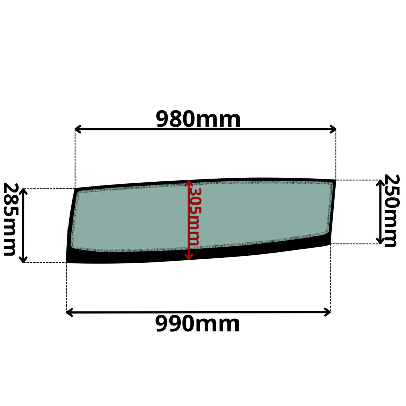 SZYBA LEWA DRZWI DOLNA LIEBHERR (G-0218)-SITODRUK
