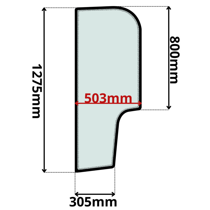 SZYBA LEWA BOCZNA ZA DRZWIAMI CAT (0442)-SITODRUK